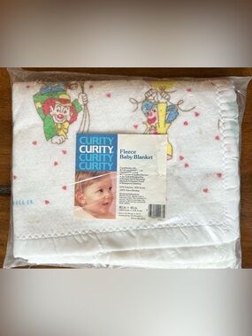 Vintage Curity Clown Baby Blanket 40x45 New in Package